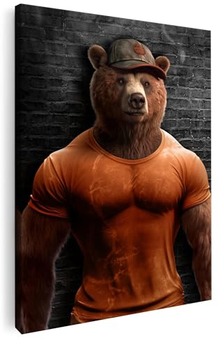 Artmazing | Bär Bild bunt | Bild Bär | S-Art Bilder | Bärenbilder Modern | Leinwandbilder XXL Wohnzimmer | Wandbild Bär Deko XXL | Bild Leinwand XXL | Buntes Poster für Wand