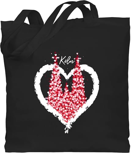 Baumwolltasche - & Fasching - Taschen - Kölner Dom Köln Rot Weiss Karneval I - Unisize - Schwarz - kamellebeutel faschings un jutebeutel wurfbeutel karnevals rut tasche karnevalsbeutel fassenacht