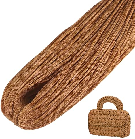LEREATI Polyester Garn, Makramee Garn 3mm x 200m Polyester-Seil Polypropylen-Kordel Makramee Schnur Geflochten für Handtasche, Häkeltasche, Strickwaren, Wohndekorationen (Khaki)