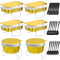 Maxcheck 30 Pcs 6 Sets Disposable Chafing Dishes Buffet Server Food Warmer Chafing Dish Set for Party with Rectangle and Round Chafer Trays, Utensils, Buffet Stand for Parties Events