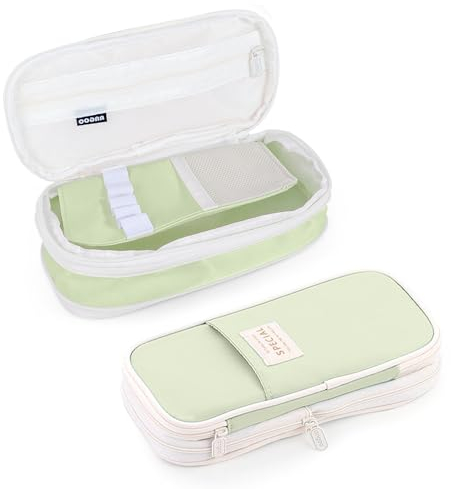 xiaoxiaozhijia Federmäppchen Groß, Federmappe Groß, Pencil Case Aesthetic, Mäppchen Teenager, Federtasche für Jungen Mädchen (Grün)
