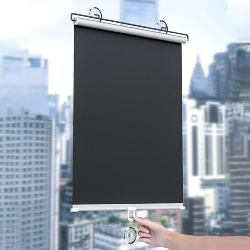 Verdunklungsrollo Mit Saugnäpfen,Sonnenschutzrollos Für Fenster,Sichtschutz Vorhänge,Einziehbarer Balkon Rollläden,Tragbare Temporäre Jalousien,Dachfensterrollo,Ohne Bohren,W×H-72*100cm(28*39in)