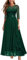 MIUSOL Women's Vintage Floral Lace Half Sleeves Ruffles Trim Bridesmaids Party Gown Formal Maxi Dress (Large, Dark Green)