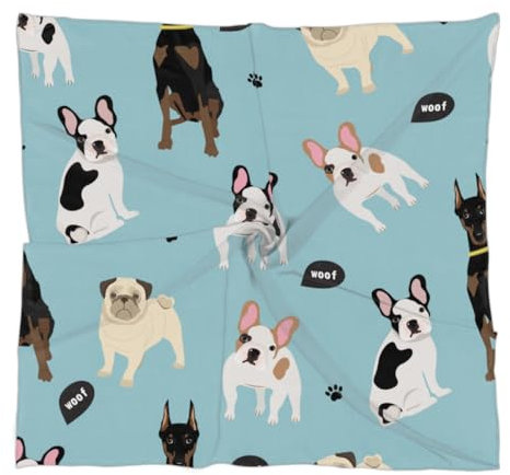 Tavisto Bulldogge Mops Seidentuch, 60 x 60 cm, quadratisch, atmungsaktiv, Bandana, Halstuch, Kopftuch, Haarband, Bulldogge Mops, 23.6 x 23.6 inch