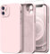 Kiresen Designed for iPhone 12 Mini Case with Screen Protector - Upgraded Camera Protection - Wireless Charging Compatible - Silicone Protective Phone Case 5.4 for Men Women Girls - Pinky White