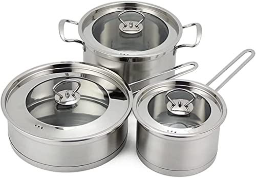 Stainless Steel Cookware Set - Wok, Soup Pot, Milk Pot, Frying Pan - Household Gift Set Pot - Combination Set for Cooking