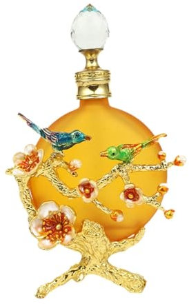 LOVIVER Vintage Perfume Bottle Empty Refillable Perfume Bottle Decorative Glass Bottle Retro Gift for Mom Glass Perfume Bottle 30 ml, Yellow, 6x14cm