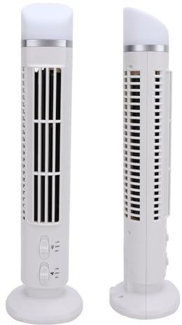 PUSOKEI Ventilador de Torre sin Aspas para Dormitorio, Ventilador de Piso sin Aspas, Oscilante de 90 Grados, Velocidad Ajustable, Silencioso, Compacto, USB, Ventilador sin Aspas con Luz