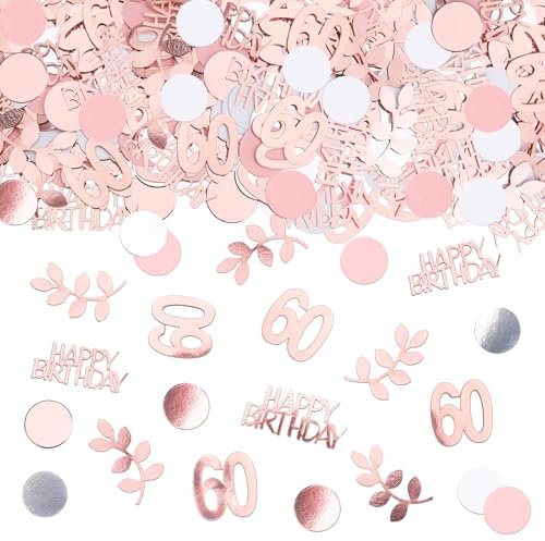 GoldRock Konfetti 60 Geburtstag Deko Groß 2,5-5,5cm,200 Stück Streudeko 60 Geburtstag,Deko 60 Geburtstag Frau Mann,Glitzer Tischdeko 60. Geburtstag,Dekoration 60er Geburtstag,Deko 60 Konfetti Rosegold
