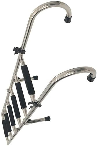 sjdoPulse 6-Stufige Ponton-Bootsleiter, Faltbare Teleskop-Ausziehleiter Aus Edelstahl, Robuste Innenleiter Mit Heckeinstieg Und Clips Für Boote, Marine-Pontons, Wohnmobile