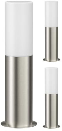 ledscom.de 3 Stück Wegelicht/Pollerleuchte GROPO für außen, IP44, 41 cm, edelstahl, 1x E27 max. 40W