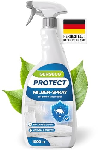 Gerobug Protect Milbenspray für Matratzen 1000 ml - Hausstaubmilben-Spray - Milbenschutz - Milbenabwehr - Mittel gegen Milben - Anti Milben-Spray für Matratzen, Polster - Effektive Milbenabwehr