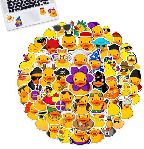 Enten-Aufkleber – Laptop-Aufkleber – gelbe Enten-Cartoon-Aufkleber | Gelbe Entenaufkleber | Wasserfeste, dekorative Wasserbecher-Aufkleber für Laptop und Koffer