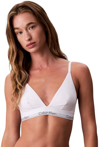 Calvin Klein Women’s Unlined Triangle Bralette with Logo Underband, White (White), S