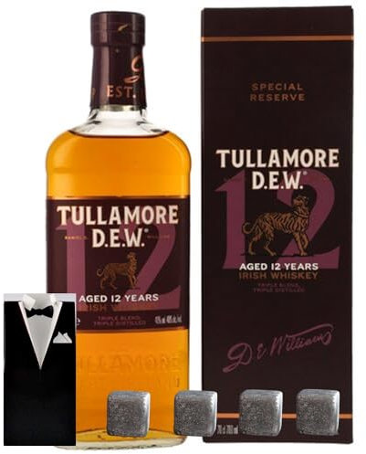 Tullamore Dew 12 Jahre Irischer Whiskey + 4 Whisky Kühlsteine im Smoking