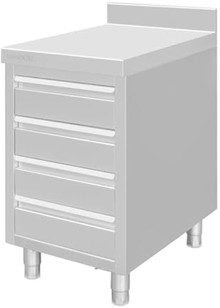 Vogue St/St 4 Drawer Workstation with 100mm Upstand, 900x700x500mm | Heavy-duty daily cooking performance with rapid, even heat distribution across multiple versatile catering vessels.