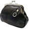 Porte-monnaie en cuir pour femme, style vintage avec fermoir chromé, 11 cm x 9 cm, noir, Noir , Porte-monnaie classique