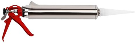 Professional Mortar Syringe [Grout Gun for Mortar] - Stainless Steel Mortar Press for 2-5 mm Joints (3 Nozzle Types) | Hand Operated with Ergo Handle & Accessories | Tiles, Patios, Wall Grouting