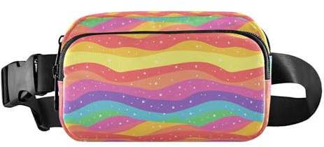 Moderne Gürteltasche mit Leopardenmuster, für Damen, Herren, Teenager, modische Bauchtasche für Shopping, Sport, Arbeit, Lgbt Glitzer-Regenbogen-Flagge, 1 Size