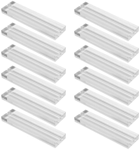 SYUTBOU 12 Stück Acryl Kartenhalter, Tischaufsteller Postkartenhalter, 12 x 3 x 1cm Transparente Kartenständer Spielkartenhalter für Fotos, Tischkarten und Spielkarten