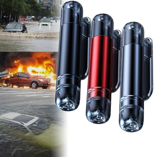 XJQ Car Window Breaker, 2-In-1 Car Window Breaker and Seat Belt Cutter, Life Hammer with Seatbelt Cutter, Emergency Car Escape Tool (3pcs)