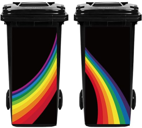 Hobbspring 2Pcs Trash Can Stickers Rainbow Garbage Can Decals Wheelie Bin Sticker Waterproof PVC Dustbin Art Decor Stickers for Outdoor Curbside Garbage Bins 82 * 38cm/32 * 15in