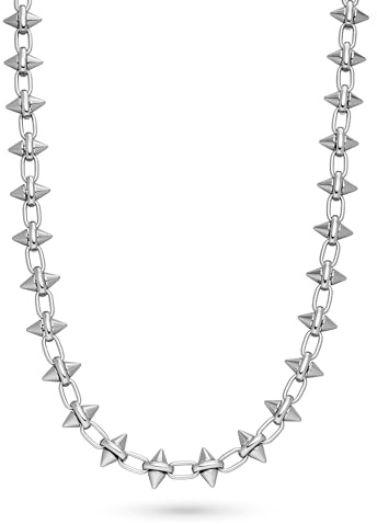 LIEBESKIND BERLIN Damen Schmuck – Kette im Spikes Design aus Edelstahl – in Silber – markant, modern & vielseitig kombinierbar – hochwertig verarbeitet & ideal für jeden Anlass