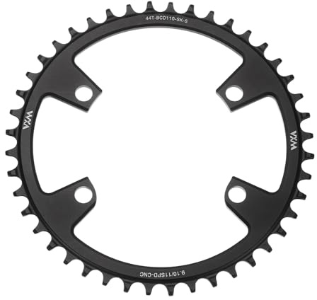 QUARKZMAN Plato De Bicicleta 110BCD 44T 9/10/11 Velocidades 184mm Diámetro Redondo Aluminio Dientes Estrechos Y Anchos para Bicicleta De Montaña Y Carretera Negro