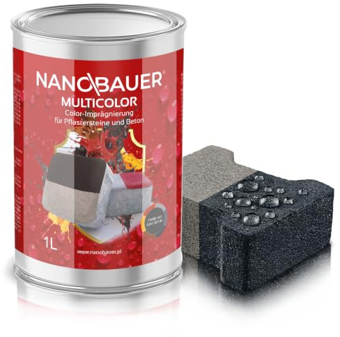 NANOBAUER Pflastersteine Imprägnierung Farbe Mutticolor | Farbe: Anthrazit 7016 | Kapazität: 1L / 5m² | 2-in-1 Imprägnierung Schutzfarbe Farbimprägnierung Steinimprägnierung Pflasterstein