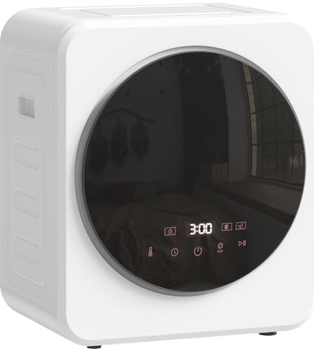 HOMCOM Mini Wäschetrockner mit einstellbarem Timer 800 W 4 kg bis zu 60℃, Freistehend, Stapelbar, Wandmontierbar Ablufttrockner mit Edelstahltrommel und Touch-Anzeige Trockner für Kleidung Weiß