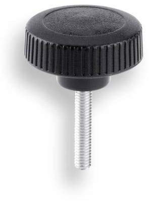 2 St. Rändelschrauben/Stellschrauben, Kopfdurchmesser 22 mm, M 5 x 10 mm, Kunststoff PA/Stahl verzinkt, Schwarz, 2 Stück