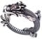 Bague petit doigt dragon chinois avec les yeux rouges en argent sterling 925 vintage noir réglable