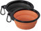 RAC Pet Dog Advanced Silicone Collapsible Travel Foldable Food Bowl Water Bowl 2 Pack, Orange and Black