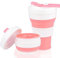 AniSqui Collapsible Coffee Cup Silicone [Cup Mouth with Thread], (16oz 450ml, BPA Free Eco Reusable Coffee Cup), Portable Coffee Cup with Lids, Foldable Coffee Mugs Collapsible (Pink)