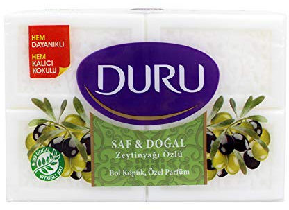 Duru Seife mit Olivenöl Extrakten, saf und dogal Seife, weiss, 4x 150 g sehr schäumend
