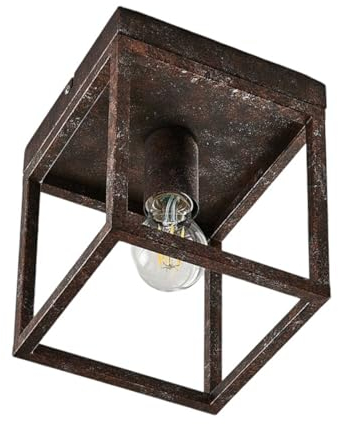 Lindby Deckenlampe Emin (Landhaus, Vintage Rustikal) in Braun aus Metall (1 flammig E27) - Deckenleuchte Lampe Wohnzimmerleuchte