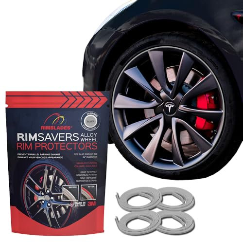 Rimsavers Grey Alloy Wheel Protectors – Fits Up to 24” x 4 Wheels | Ideal for Flat Edge Rims | 3 Colour Options | Easy DIY Fit | Protects Against Kerb Rash | Car Exterior Accessory