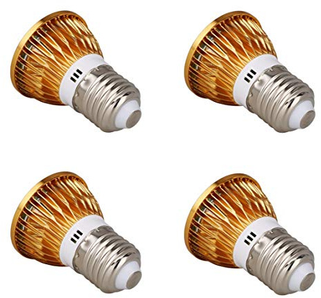 E27 LED Bulbs 3W LED COB Spotlight Bulb Warm White 3000K LED Light Bulbs for Home Lighting Kitchen, E27 Medium Base,3 Watt(25W Halogen Bulbs Equivalent),Gold Color Shell,270LM,4 Pack