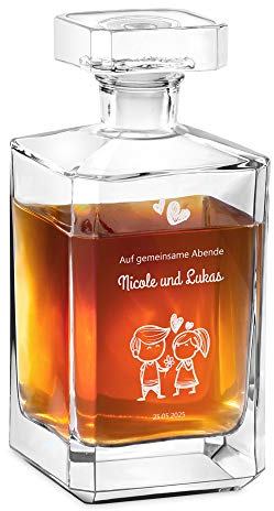Maverton Whisky Karaffe mit Gravur - Whisky Dekanter - 700ml - Geschenk zur Hochzeit für Paar - Gemeinsame Abende