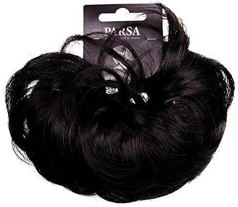 PARSA BEAUTY Hair Art Haarteil Haargummi Haare Schwarz für Hochsteckfrisuren Brautfrisuren Dutt