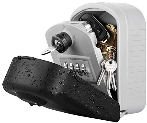 WACCET [Neue Generation] Schlüsseltresor, Schluesselkasten mit Zahlencode Schlüsseltresor Groß Wandmontage Schlüsselsafe Wasserdicht Schlüsselbox mit Code für Außen Innen Garage Haus (grau)