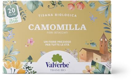 VALVERBE Tisane Camomilla Biologico 20 Filtri - Pacco da 6 - 180 g