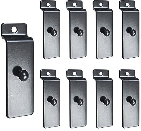 Metal Slatwall Utility Hooks, 10pcs Commercial Slatwall Picture Hook Notch Picture Display Hooks Hangers Painting Hook for Photo Frame Painting Arts Center Slat Panel (Black)
