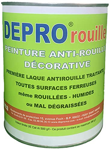 DEPROMA Peinture antirouille pour métal neuf et rouillé (Gris anthracite 7016)