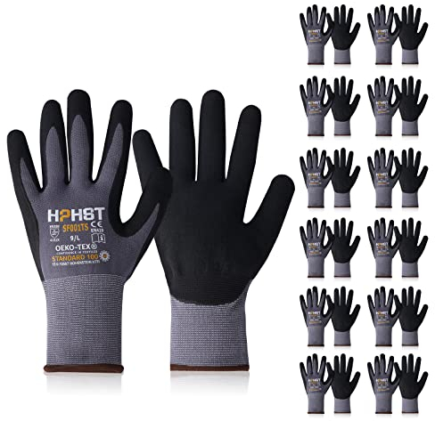Arbeitshandschuhe - HPHST SF001TS Handschuhe 12 Paar Montagehandschuhe für Damen und Herren Gloves Ergonomisches Design Smart Touch Gartenhandschuhe Größe 11/XXL