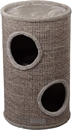 Flamingo griffoir pour Chat – Tonneau à Gratter pour Chat Greta S - 60 cm Hauteur – Ø 35 cm - Gris & Naturel & Marron Clair
