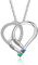 ALBERTBAND Personalisierte Kette Damen mit 2/3/4/5/6 Namen Geburtssteine Mutter Tochter Herz Halskette Geschenke für Frauen Mama Muttertag Weihnachten (Silber-2 steine)