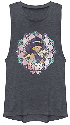Disney Princesse Verre Jasmin Festival Muscle Femme, Bleu denim chiné, Taille S