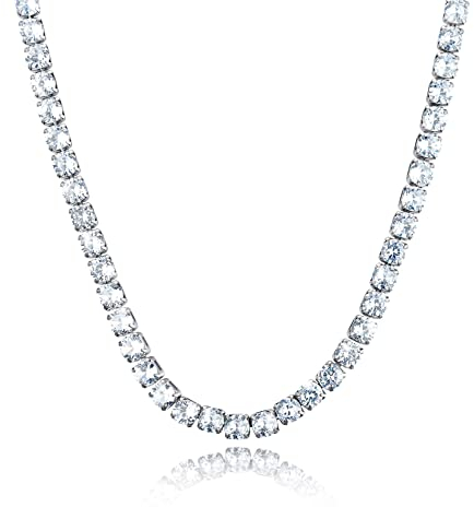 U7 5mm Tennis Kette für Damen Edelstahl 41cm kurze Halskette mit AAA+ Weißen Zirkonia Hochzeit Verlobung Modeschmuck Accessoire für Mutter Braut Brautjungfer