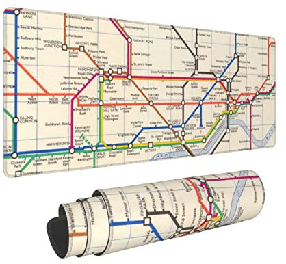 Large Mouse Pad, Desktop Pad,London's Underground Map Keyboard Computer Extended Gaming Mouse Pad with Non-Slip Rubber Base for Work, Game, Home 11.8 X 31.5 Inch(XL)